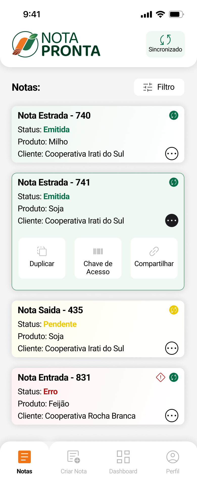App Nota Pronta – lista de notas